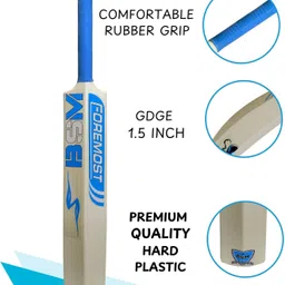 bsm FOREMOST Blue Heavy Duty Tennis Ball Ivory Cricket Bat Size 8(34"x4"x2.25") PVC/Plastic Cricket Bat For 15+ Yrs image 2