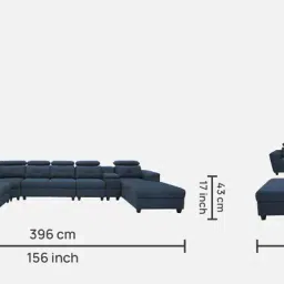 woodsworth from pepperfry Impero Fabric Corner Sofa in Navy Blue Colour image 2