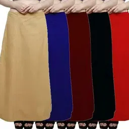 ANANT CREATION Women's Gold-Royal blue-Maroon-black-Red-pack of 5 Pure Cotton Petticoat-image-7