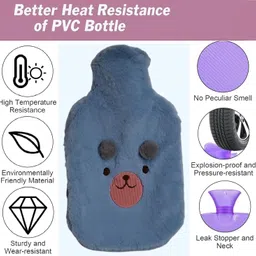 da novira Comfirt Hot Water Rubber Bag with Soft Plush Fur Pocket Cover For Body Ache Non-Electrical 2 L Hot Water Bag image 2
