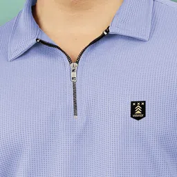 vebnor Men Solid Polo Neck Polyester Blue T-Shirt image 3