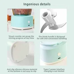 arch Portable Food Chopper, USB Charging, 300ml Mini Garlic Cutter Masher Electric Chopper image 3