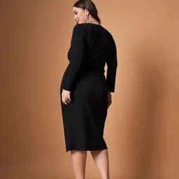sassafras curve Women Bodycon Black Midi/Calf Length Dress image 3