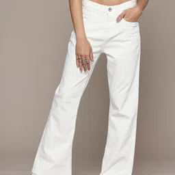 roadster Women Flared High Rise White Jeans image 3