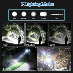 dazzel flex ZY-983(ZOOMABLE METAL TORCH)5 Modes Flashlight Super Bright LED Light 100W Torch 12 hrs Torch Emergency Light image 4
