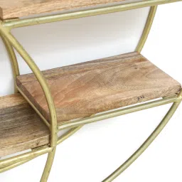 woodenmood Mango Wood And Metal Circular Book Shelf In Natural Finish image 4