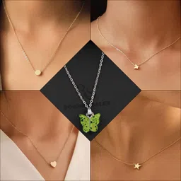 boghra sales combo pendant for girls Gold-plated, Silver, Rhodium Crystal Brass, Silver, Alloy Pendant-picture-16