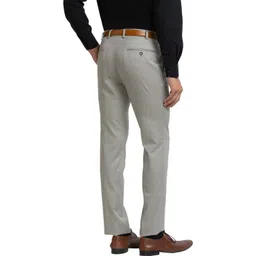 park avenue Men Slim Fit Grey Polyester Trousers image 4