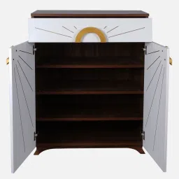 casacraft from pepperfry Aster 16-Pairs 2 Door Shoe Cabinet White Finish With Drawer image 4