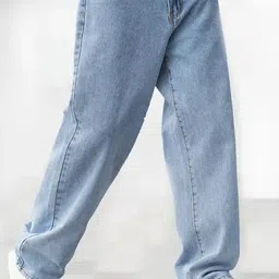 cl collection Men Loose Fit Mid Rise Light Blue Jeans image 3