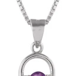 Femme Jam 925 Sterling Silver Natural Amethyst Gemstone Pendant & Chain for Women & Girls Sapphire White Gold Pendant-picture-23