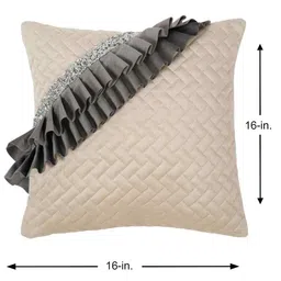 hosta homes Cream Velvet Abstract 16X16 Inches Cushion Covers (Pack of 2) image 2