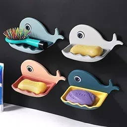 vrdh Fish Shape Cute Adhesive Waterproof Wall Mounted Soap Dish(PACK OF 4) 1.240 image 1