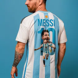 cavron Men Printed Round Neck Reversible Polycotton Blue T-Shirt image 2