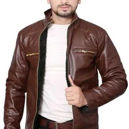 reksans trend Men Solid Leather Jacket image 1