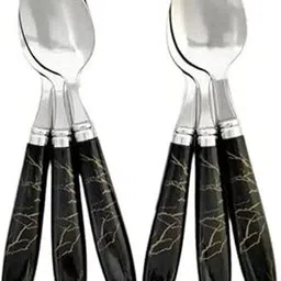 elhify Stainless Steel, Ceramic Tea Spoon Set (Pack of 6) Stainless Steel Tea Spoon, Table Spoon, Sugar Spoon Set image 3