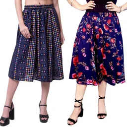 manat diva Women Printed A-line Multicolor Skirt image 1
