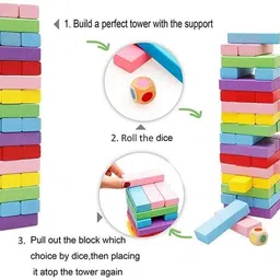 allsmiles toys Tumbling Tower 54-Pc Wooden Block Game image 5