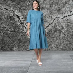 kfashionbh Women A-line Blue Maxi/Full Length Dress image 1