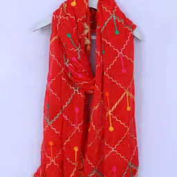xpant Chiffon Embroidered Red Women Dupatta image 3