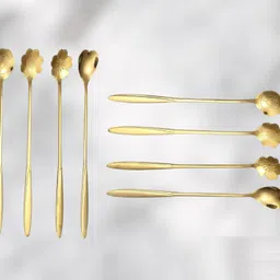 lakshminarayan sales 8pcs Golden Spoon Set Coffee Spoon Dessert Spoons Cutlery Kitchen Tableware Stainless Steel Cutlery Set-picture-16