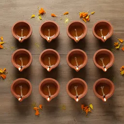 cycle Pure 1.5 Inch Mitti Diya - Pack of 12 | Natural Clay Oil Lamp for Puja & Festive Terracotta (Pack of 12) Table Diya Set-picture-21