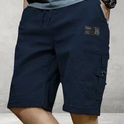 pitzz Solid Men Dark Blue Cargo Shorts image 1