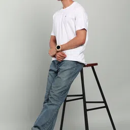 raymond Men Solid Round Neck Pure Cotton White T-Shirt image 4