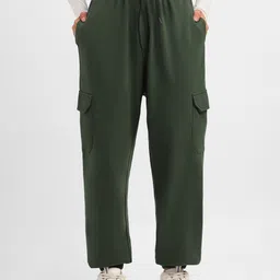 juneberry Women Solid Olive Track Pants image 2