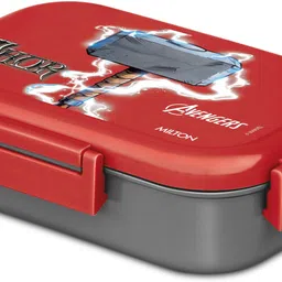 milton Marvel Hugo Inner Steel Tiffin Box with Snap Lock Lid, (THOR Print) 2 Containers Lunch Box image 2