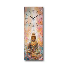 olive tree Multicolour Rectangle 24 Inches Wooden Wall Clock (Buddha) image 4