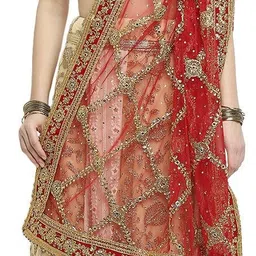 dupatta bazaar Net Embroidered Red Women Dupatta image 3