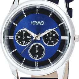 umikastore Analog Watch - For Men 6084_ Blue_black Suede_7016_Silver_Gold_clock-4 image 2