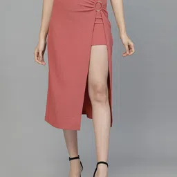 kassually Women Solid Straight Pink Skirt-picture-21