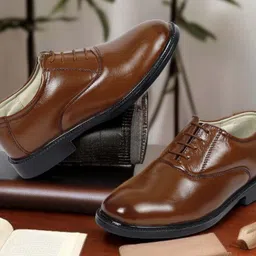 28niqel Pure Leather Formal Shoes | Classic Oxford LaceUp | Comfortable & Durable Office Lace Up For Men image 1