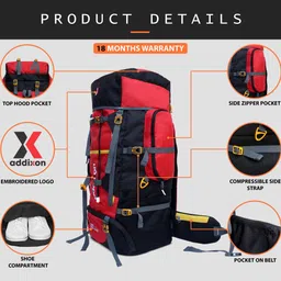 addixon 80L TRAVEL HIKING RUCKSACK TRAVEL BACKPACK FOR ADVENTURES TREKS 1 YEAR WARRANTY image 4