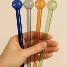 agnix 6 Inch Multicolor Glass Oil Burner Pipe (Pack of 4) - Borosilicate Fume Pipe Borosilicate Glass Outside Fitting Hookah Mouth Tip image 5