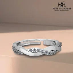 miss highness 925 Silver Beautiful Diamond Adjustable Ring – Luxury Gift for Women & Girls, Sterling Silver Cubic Zirconia Rhodium Plated Ring image 2