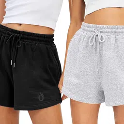 hotfits Pack of 2 Solid Women Multicolor Regular Shorts, Casual Shorts, Night Shorts-picture-25