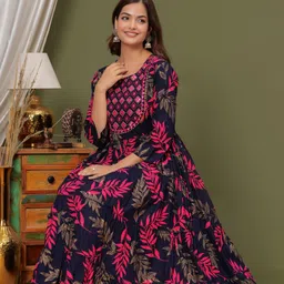 houseofcommon Embroidered Viscose Rayon Stitched Flared/A-line Gown image 4