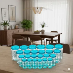 maxtid Utensil Kitchen Rack 24 Transparent Plastic Jars for Kitchen Masala Storage Plastic-picture-11