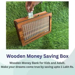 kvr craft Wooden Money Saving Box Cash with Counting Target Piggy Bank-M1 Coin Bank image 4