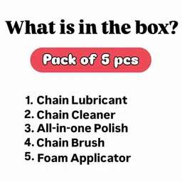 rustar Combo of Chain Lube +Chain Cleaner (500ml each) +All In One Polish (250ml) with Cleaning Brush & Foam Applicator |Cleans| Shines & Protects Chain| Chain Oil image 5