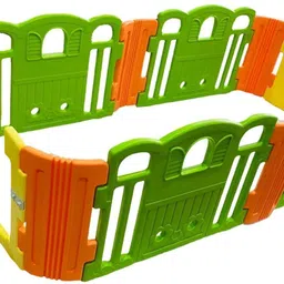 babycenterindia Baby Room Standard Playpen (Green-Orange-Yellow , with 2 extensions) image 3