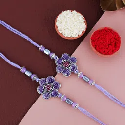 LUCKY JEWELLERY Set Of 2 Oxidised German Silver Rakhi-picture-44
