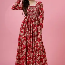 Women Maxi Red Full Length Dress-image-13