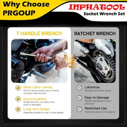 wolzook S24 STEEL T SPANNER - 8MM, 10MM, 11MM, 12MM, 13MM, 14MM, 15MM I EASY TO USE. Socket Set image 3