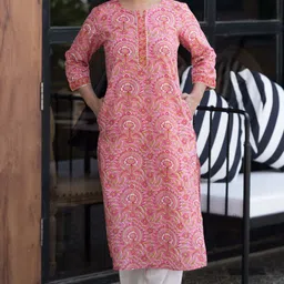 attire aura Women Printed Viscose Rayon Straight Kurta image 2