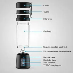 dayal enterprises Electric Fruit Juicer Maker USB Rechargeable Mini Juicer Mixer GrinderNG82 350 W Juicer Mixer Grinder image 5