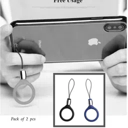 ONCRO Soft Silicone Round Shape Hanging Finger Ring Lanyard thread silver Strap mobile Phone Charm image 4